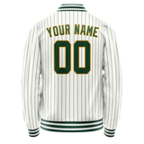 Custom White Kelly-Green Kelly Green Pinstripe Varsity Letterman Jacket JA02240617JC484