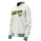 Custom White Kelly-Green Kelly Green Pinstripe Varsity Letterman Jacket JA02240617JC484