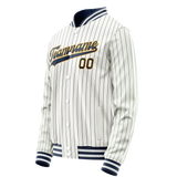 Custom White Purple Purple Pinstripe Varsity Letterman Jacket JA02240617JC477