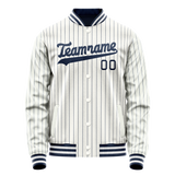 Custom White Navy Navy Pinstripe Varsity Letterman Jacket JA02240617JC478