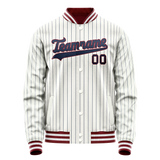 Custom White Royal Royal Pinstripe Varsity Letterman Jacket JA02240617JC479