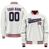 Custom White Royal Royal Pinstripe Varsity Letterman Jacket JA02240617JC479
