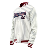 Custom White Royal Royal Pinstripe Varsity Letterman Jacket JA02240617JC479