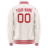 Custom White Red Red Pinstripe Varsity Letterman Jacket JA02240617LH474