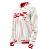 Custom White Red Red Pinstripe Varsity Letterman Jacket JA02240617LH474