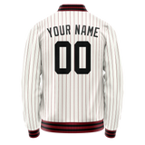 Custom White Red Red Pinstripe Varsity Letterman Jacket JA02240617JC485