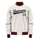 Custom White Red Red Pinstripe Varsity Letterman Jacket JA02240617JC485