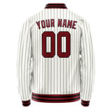 Custom White Red Black Pinstripe Varsity Letterman Jacket JA02240617JC482