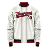 Custom White Red Black Pinstripe Varsity Letterman Jacket JA02240617JC482