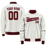 Custom White Red Black Pinstripe Varsity Letterman Jacket JA02240617JC482