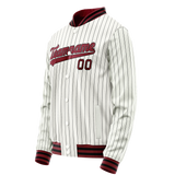 Custom White Red Black Pinstripe Varsity Letterman Jacket JA02240617JC482