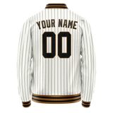Custom White Black Black Pinstripe Varsity Letterman Jacket JA02240617JC481