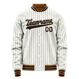 Custom White Black Black Pinstripe Varsity Letterman Jacket JA02240617JC481
