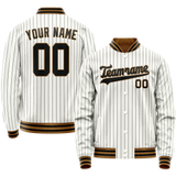 Custom White Black Black Pinstripe Varsity Letterman Jacket