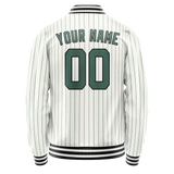 Custom White Teal Teal Pinstripe Varsity Letterman Jacket JA02240617JC480