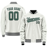 Custom White Teal Teal Pinstripe Varsity Letterman Jacket