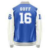 Detroit Lions #16 Jared Goff Varsity Letter Jacket