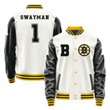 Boston Bruins #1 Jeremy Swayman Varsity Letter Jacket