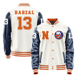 New York lslanders #13 Mathew Barzal Varsity Letter Jacket