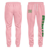 Custom Light Pink Emerald Green Pants