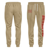 Custom Light Khaki Coral Red Pants