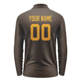 Custom Brown Yellow Long Sleeve Polo Shirt