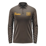 Custom Brown Yellow Long Sleeve Polo Shirt