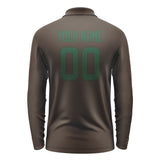 Custom Brown Green Long Sleeve Polo Shirt
