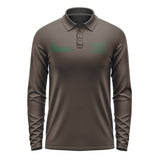 Custom Brown Green Long Sleeve Polo Shirt