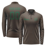 Custom Brown Green Long Sleeve Polo Shirt