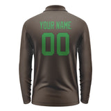 Custom Brown Emerald Green Long Sleeve Polo Shirt