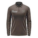 Custom Brown Dark Grey Long Sleeve Polo Shirt