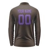 Custom Brown Light Purple Long Sleeve Polo Shirt