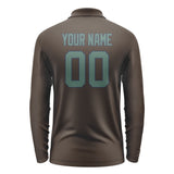 Custom Brown Blue Green Long Sleeve Polo Shirt