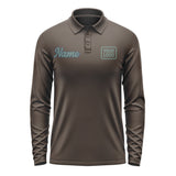 Custom Brown Blue Green Long Sleeve Polo Shirt