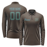 Custom Brown Blue Green Long Sleeve Polo Shirt