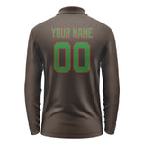 Custom Brown Emerald Green Long Sleeve Polo Shirt