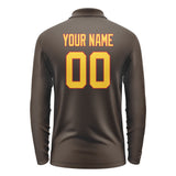 Custom Brown Gold Long Sleeve Polo Shirt