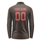Custom Brown Copper Rose Long Sleeve Polo Shirt