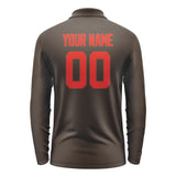 Custom Brown Orange Red Long Sleeve Polo Shirt