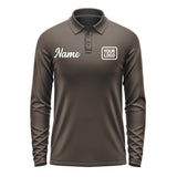 Custom Brown Cream Long Sleeve Polo Shirt