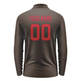 Custom Brown Red Long Sleeve Polo Shirt