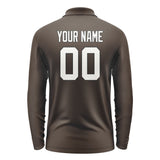 Custom Brown White Long Sleeve Polo Shirt