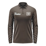 Custom Brown White Long Sleeve Polo Shirt