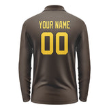 Custom Brown Gold Long Sleeve Polo Shirt