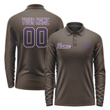 Custom Brown Purple Long Sleeve Polo Shirt