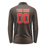 Custom Brown Orange Red Long Sleeve Polo Shirt