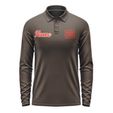 Custom Brown Orange Red Long Sleeve Polo Shirt