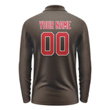 Custom Brown Red Long Sleeve Polo Shirt