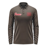 Custom Brown Red Long Sleeve Polo Shirt